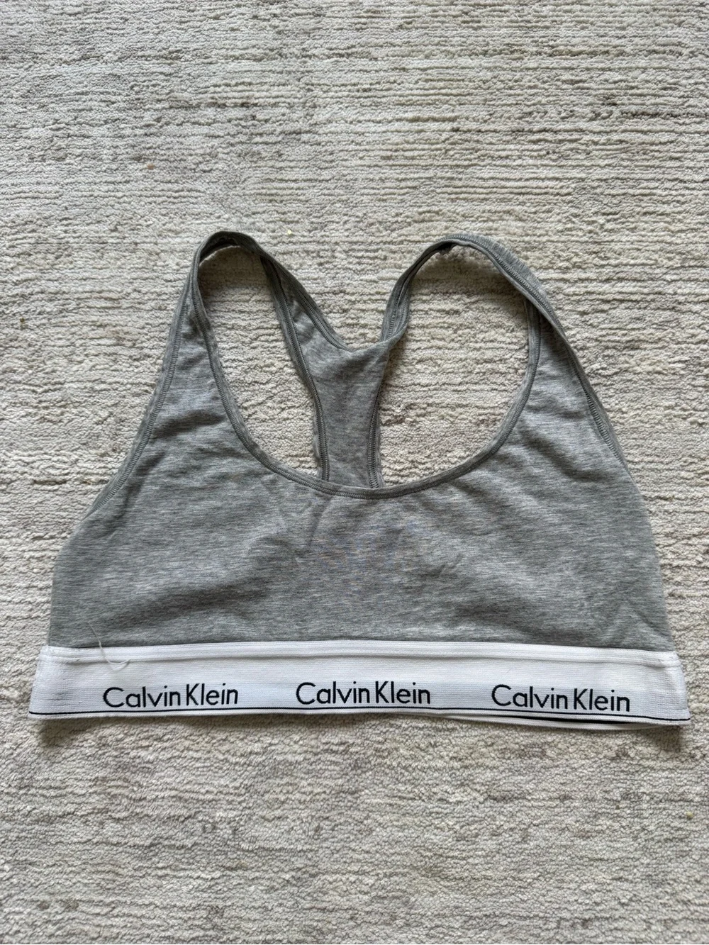 Calvin Klein Grey Racerback Sports Bra with Logo Underband
